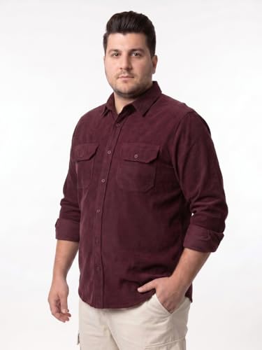 Image of Urbano Plus Men's Corduroy Full Sleeve Regular Fit Solid Overshirt with Utility Pockets