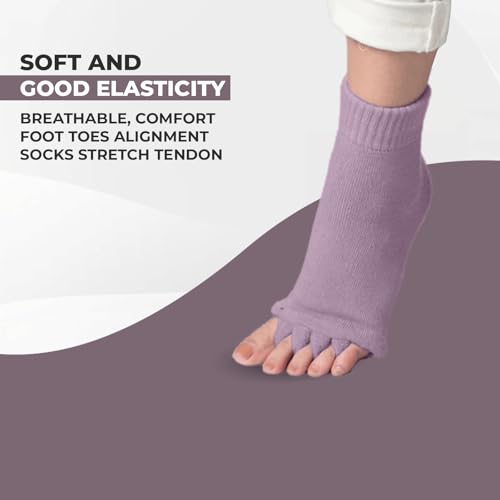 Happy Feet Toe Separator Socks - Comfortable Alignment Socks – Washable Massage Socks – Prevent Foot Cramp and hammertoes (Purple)2