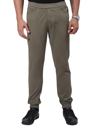 Image of The Indian Garage Co Men Slim Fit Solid Mid-Rise Joggers
