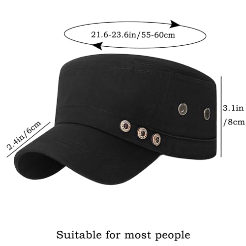 Image of Cadet Army Hat 2 Pieces Flat Top Cap Unisex Military Hat for Women Men