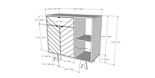 Nexera Gossip Sideboard With Accent Doors, Russian Birch Plywood, 35.75'', White And Beige #TOP2