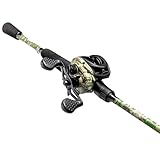Lew's American Hero Camo Baitcast Reel and Fishing Rod Combo, 7-Foot 1-Piece Medium-Heavy Power IM7 Graphite Rod, 7.5:1 Gear Ratio, One-Piece Graphite Frame, Right-Hand Retrieve, Camo/Black