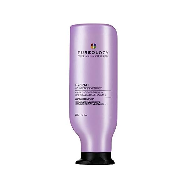 Pureology Moisturizing Conditioner, For Medium to Thick Hair Textures, Ideal for Dry & Colour Treated Hair, Sulfate-Free, Vegan, Hydrate, 266 ml
