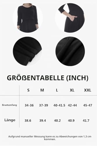 Smallshow Damen Schwangerschaftskleid Umstandsmode Kleide Umstandskleide Stillkleide White Stripe-Deep Grey M