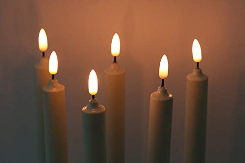 Image of Christmas Flameless Taper Candles with Remote Timer, Dimmer, Ivory Battery Operated LED Window Candle with Gold Base, Real Wax CandleSticks for Home Seasonal Decorations(6 Pack)