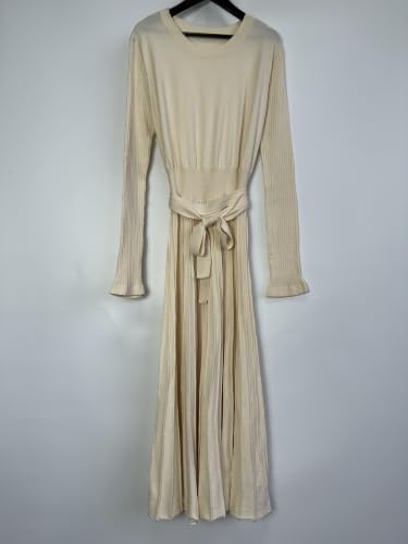 Image of RanRui Womens Winter Fall Pleated Knitted Fit and Flare Long Sleeve Sweater Dress