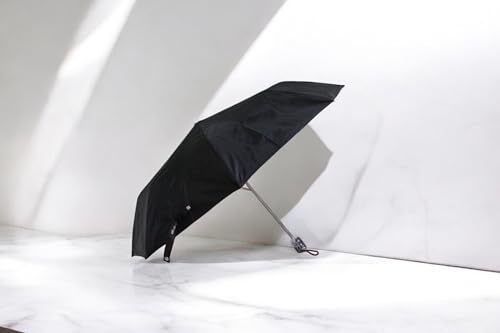 Image of Compact 3-Fold Black Umbrella - Windproof & Travel-Friendly, Manual Open-Close for Man, Women, Kids, Girls, Boys