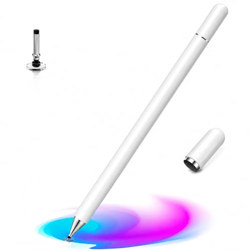 Image of MIZI Universal Capacitive Stylus Pen for Touch Screens - Fine Point Disc Tip, Magnetic Cap, Lightweight Aluminum Body, High Precision for iPad, iPhone, Android, Tablet & All Devices - White