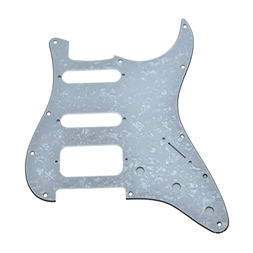 Image of Dopro 11-Hole Strat HSS Guitar Pickguard 2-Screw Humbucking Pickup Mount Fits American Fender Stratocaster White Pearl