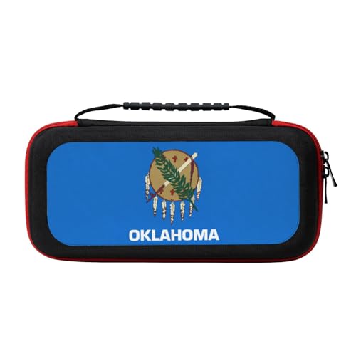 UVBDF Oklahoma State Flag Carrying Storage Case for Switch,Large Switch Cases,with 20 Game Cards for Switch Controller