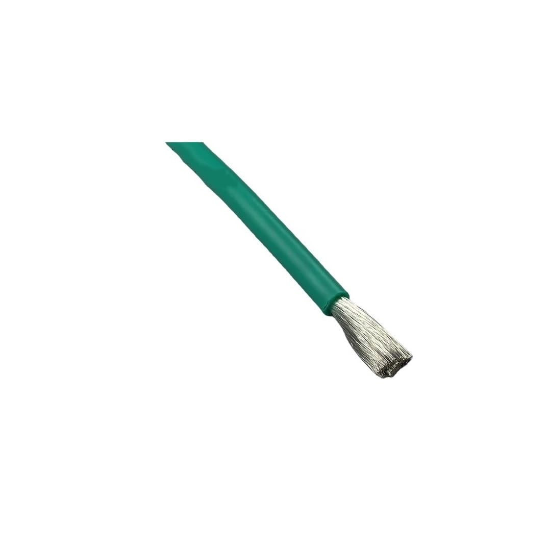 Câble électrique d'alimentation en Fil de Silicone très Souple, Disponible en Plusieurs Couleurs : Bleu, Vert, Jaune, Blanc, calibres 15, 13, 11, 9, 17, 15, 13, 11 et 9 AWG.(Green,30m,17 AWG)