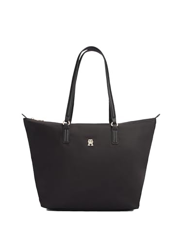 Tommy Hilfiger Sacola grande Poppy com zíper, Preto, One Size