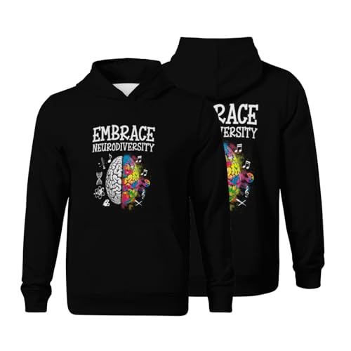 Kids Embrace Neurodiversity Autism Awareness Boys Girls Lightweight Kangaroo Pocket Hoodies