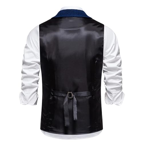 Men's Vintage Notched Lapel Chain Vest Tweed Pocket Suit Vest Casual Retro Leisure Party Top2