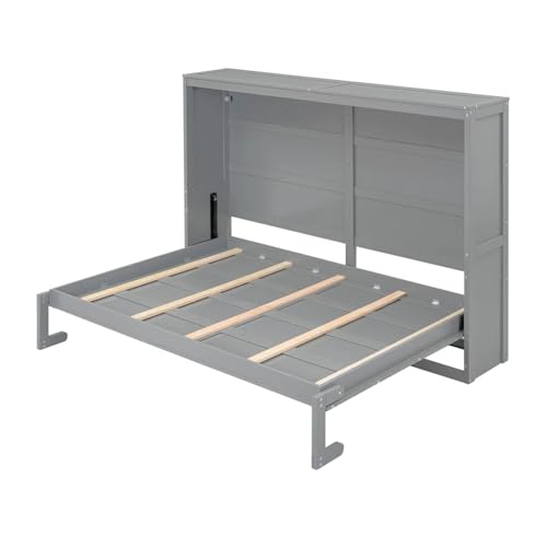 Tiiiopkvvv Bett in voller Größe, zusammenklappbar, verstecktes schlichtes Design, kann in einen Schrank gefaltet werden, kein Boxspringbett erforderlich, rutschfest (Weiß, Einheitsgröße) – Bild 6