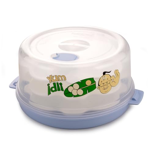 Image of Nayasa Plastic Microwave Big Idli Maker | BPA Free & Food Grade | Make 12 Idlis | Ideal for Steaming Idlis, Pancakes, Modak, Momos | Blue
