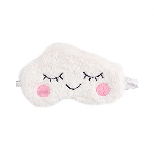 surell - Faux Rex Rabbit Fur Cloud Sleep Mask - Cute Fun Fluffy Sleeping Eye Covering for Girls - (White, Pink)
