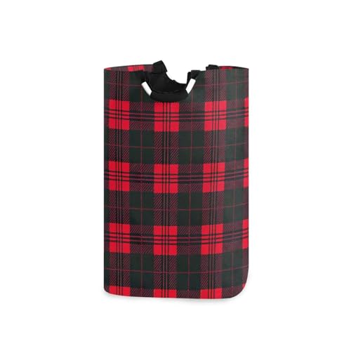 Jihqo Laundry Hamper Basket Red Black Plaid Collapsible Nursery Storage Bin Waterproof Clothing Baskets for Home Bedroom Bathroom Washing Room