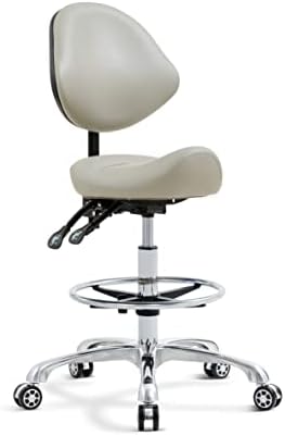 KASTELE Ergonomic Saddle Stool Swivel Rolling Saddle Chair Hydraulic Adjustable Stool with Casters for Salon,Spa,Massage,Tattoo,Medical,Dental Hygienist,Kitchen