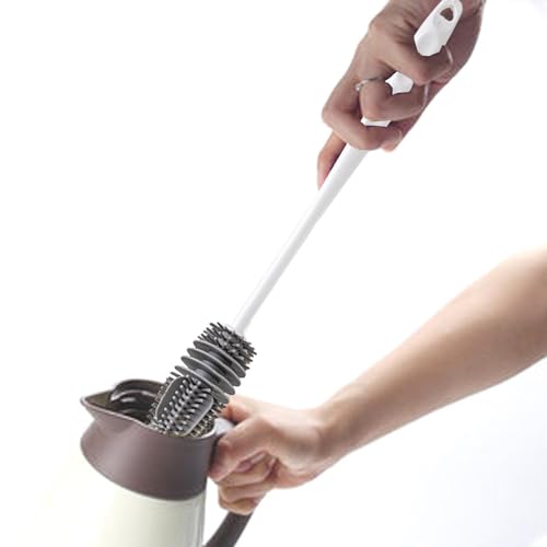 Cepillo de esponja – Cepillo de limpieza de botellas de silicona, limpiador de mango largo para tazas y botellas, estropajo de esponja, herramienta de lavado para frascos deportivos, biberones