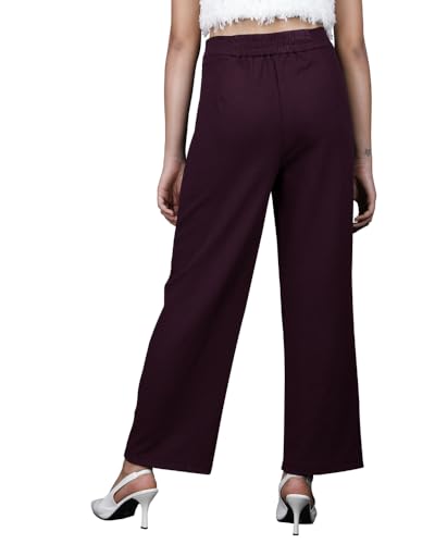 Image of Noble Monk Women Regular Fit Casual Pant | High Waist Trouser | Wide Leg Baggy Korean Pants Trousers for Women Black
