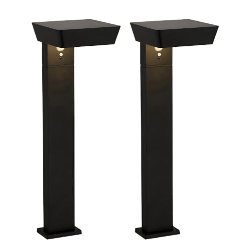 ENOVALITE 2er Set Solar Wegeleuchte mit Bewegungsmelder - 3 Lichtmodi - 3000K Warmweiß - IP54 wetterfest - Aluminium - eckige LED Außenleuchte...