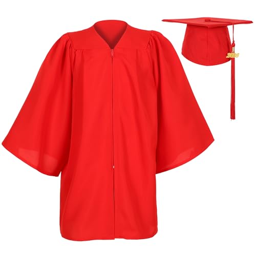 Image of Matte Kindergarten Preschool Graduation Gown and Cap Set with Year Tassel for Kids