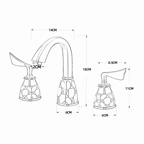 Mitigeur de lavabo 3 trous en laiton doré double commande - 4