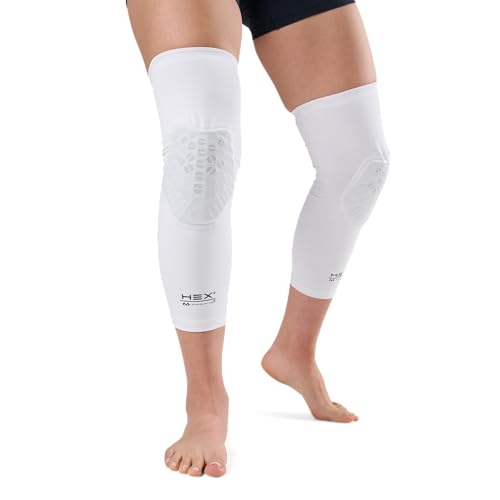 Image of Knee Compression Sleeves: McDavid Hex Knee Pads Compression Leg Sleeve for Basketball, Volleyball, Weightlifting, and More - Pair of Sleeves