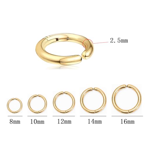 NEWITIN 10 Pieces Gold Clip On Earrings for Men Stainless Steel Hoop Earring Non Piercing Fake Earring Unisex Clip on Hoop Earrings for Women Men2