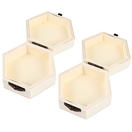 Cabilock 2 Pcs Wooden Jewelry Boxes Hexagonal Vintage Jewelry Display Organizer Keepsake Box Home Decorative Box Case for Storage Trinket Ring Earring Chest