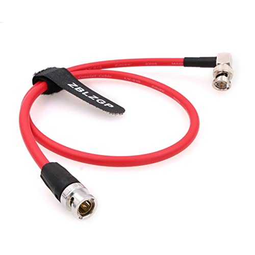 ZBLZGP 12G-SDI LV-61S BNC Male to Right Angle BNC Male 75 ohm Coaxial shielded Cable for 4K Video Camera, Red, 30CM