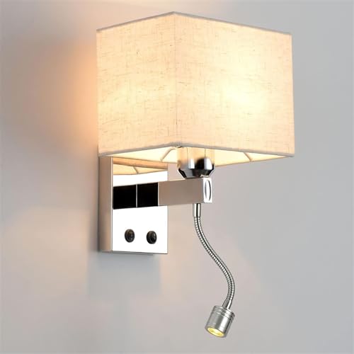Wmmner Lámparas Led de Pared para Interiores Lámpara de Pared Cuadrada Moderna con Foco - Aplique de Pared de Metal E27 Compatible con Salón, Dormitorio, Pasillo, Mesilla de Noche Lámpara Decorativa d