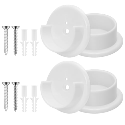 Mixpeak 4pcs Plastic Closet Rod Holders Closet Pole Socket Shower Rod Holders Sockets for 1-3/8 Heavy Duty Wardrobe Tube Rail Support Bracket with Screws Good for Closet Bathroom Shower (White)