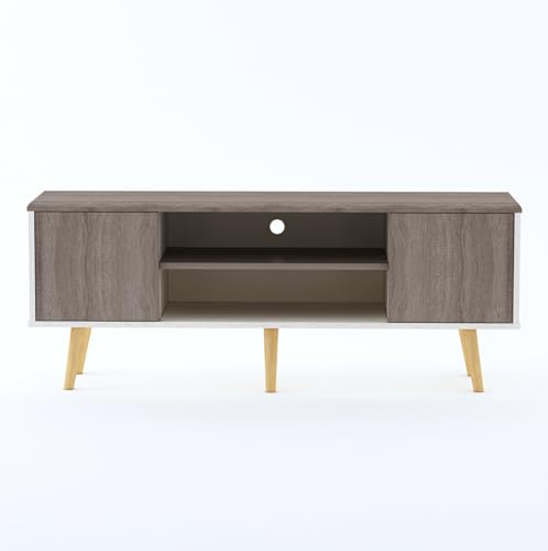 Image of Bella Engineered Wood Modern TV Unit Cabinet /TV Entertatinment Unit and Set Top Box Stand | Open Shelves for Books and Decor Display Unit - Suitable for Upto 65 Inches - DIY Assembly