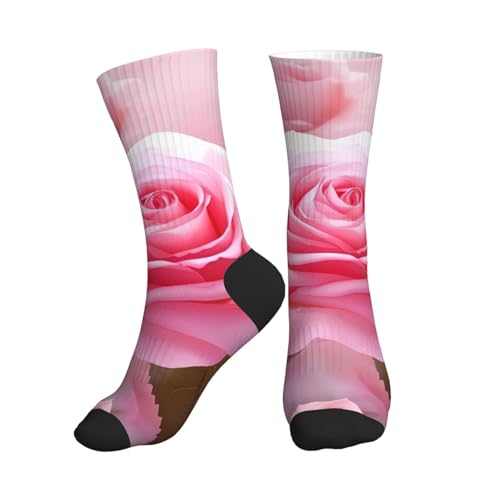Floral Flower Rose Print Mid-Tube Sports Socks Skin-Friendly, Comfortable, And Breathable For Sports And Daily Wear.