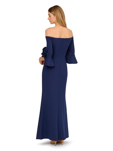 Image of Adrianna Papell Rosette Scuba Crepe Gown