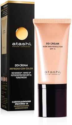 Atashi DD Cream Antiedad SPF 15, Crema Hidratante Antiarrugas con Color, 8 Beneficios en 1, Tratamiento Facial Efecto Buena Cara, Con Retinol, Formato Airless, Tono Medio, 50 ml