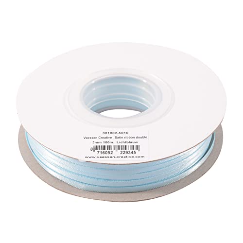Vaessen Creative Satin Ribbon, Light Blue, 3mm x 100m Double-Sided Shine for Card Making Scrapbooks - Image 2