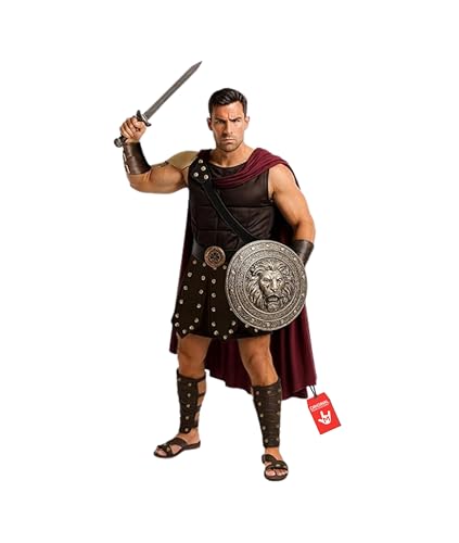 Morph Roman Gladiator Costume Men, Knight Costume, Spartan Warrior Outfit for Adults, Gladiator Halloween Costume Men, Large