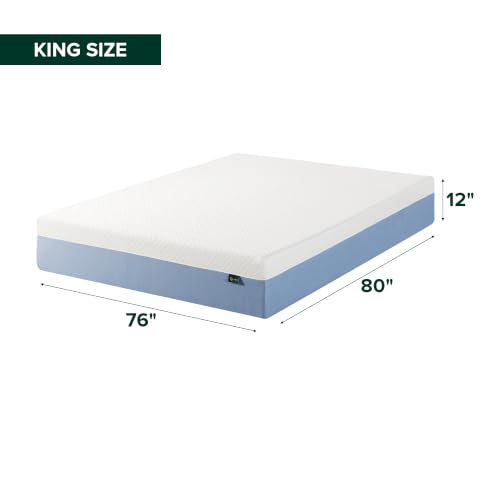 Image of Zinus 12 Inch King Cooling Essential Memory Foam Mattress [NewVersion], Fiberglass Free, Medium Feel, Breathable Cooling Layers, Certified Safe Materials