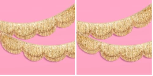 Image of xo, Fetti Gold Scalloped Layered Fringe Banner - 5 Ft. | Bachelorette Party Decorations, Birthday Party Decor, HBD Decor, Photo Booth Banner Backdrop (Pack of 2)