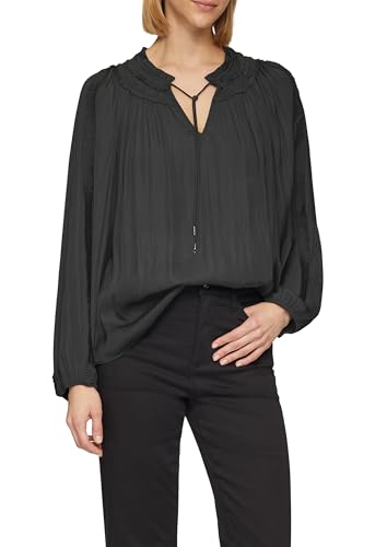 s.Oliver BLACK LABEL 2158627 Chemisier Tunique avec détails à Volants, Noir, 48 Femmes