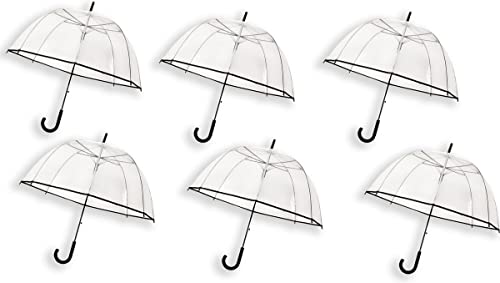 Parapluie transparent mariage pour rester chic sous la pluie avec ce lot de 6