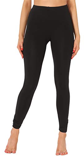 Leggings lunghi in viscosa da donna; Le pieghe decorative sulla parte inferiore dei leggings; Ampio e comodo elastico cucito in vita; Prodotti in UE