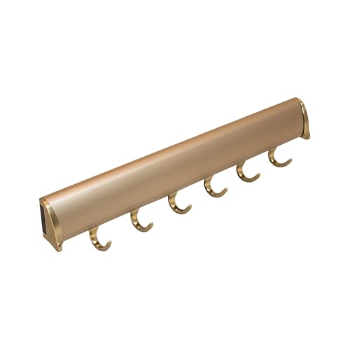 Brixwell QIL2-004 Belt Rack, 6 Hook with Full Extension Slide Matt Gold Finish