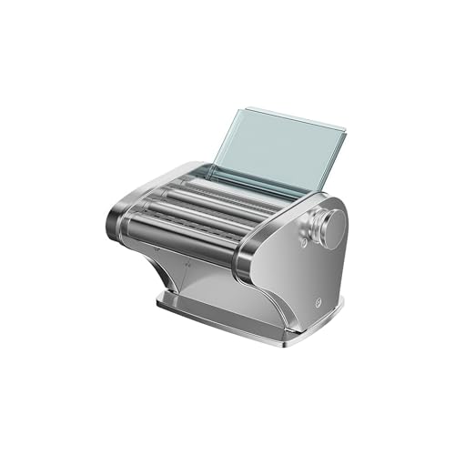 Iuseike ヌードルメーカー 電動ヌードルメーカー パスタメーカー 家庭用 多機能 6段階厚さ調整 充電式 耐久性 厚さ調節可能 家庭用・業務用兼用 そば・餃子・うどん作り お手入れ簡単 シンプル (シルバー,三刀流生地押し【4種類の生地押し】) [並