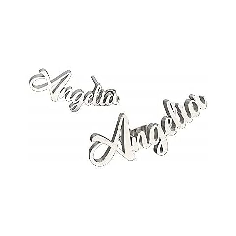 Personalized Name Stud Earrings Tulolvae Custom Women's Earrings, Unique Gift Earrings for Women, Birthday Christmas Gift for Women Girlfriend Girl Daughter (Silver) Cover