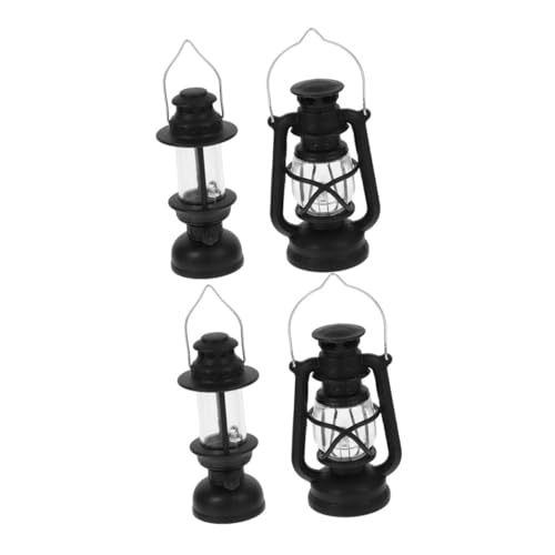 Mikinona 4 Piezas Miniaturas Lámparas de Keroseno Retro para Casas de Muñecas Linternas de Aceite Iluminadas Adornos para Miniatura Decoración para Fiestas y Pequeños