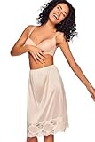 Ilusion 1017 - Women’s Slip Skirt - Satin Finish, Anti-Static Fabric, Loose Fit, Lace Trim Underskirt - (Beige, XLarge 24 in.)